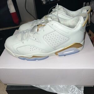 Jordan White and Gold Retro Low 6